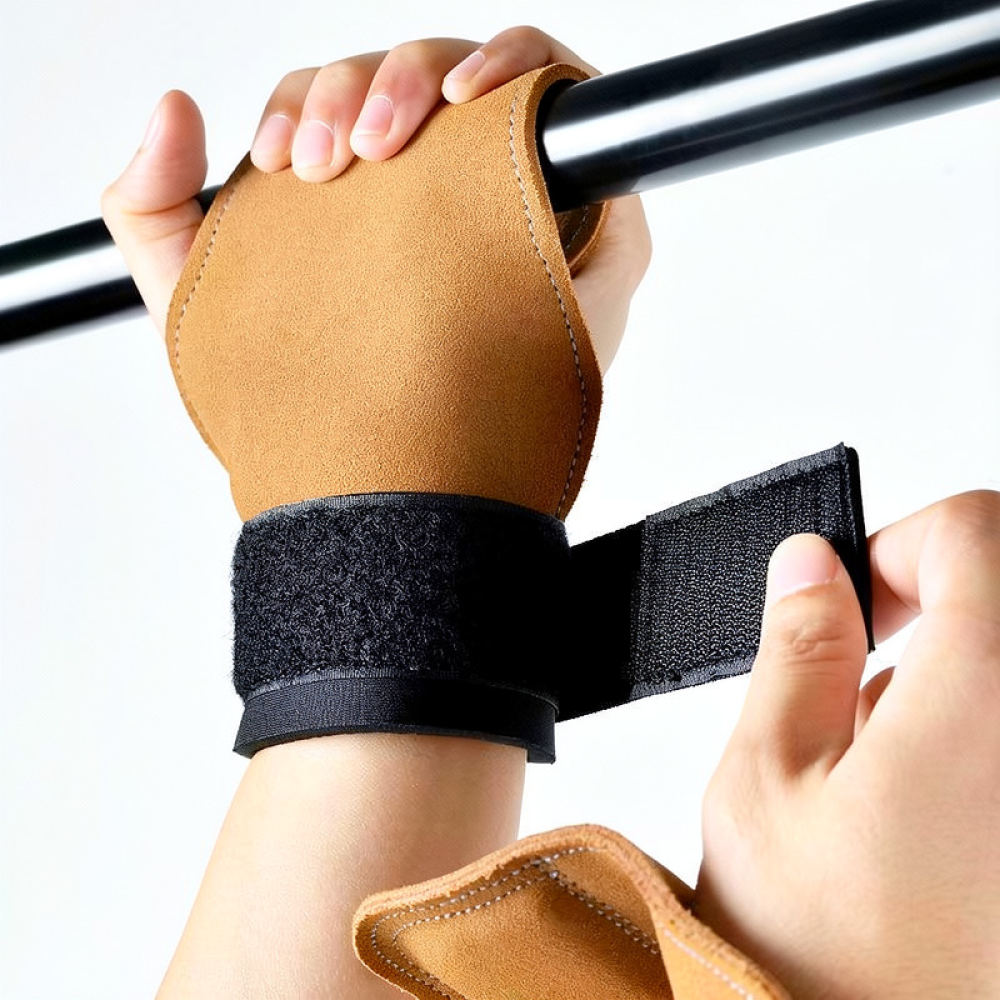 Weightlifting Gloves - Kuhleder-Hebegurte, Handgelenkstütze für das Fitnessstudio, Gewichtheberhaken,