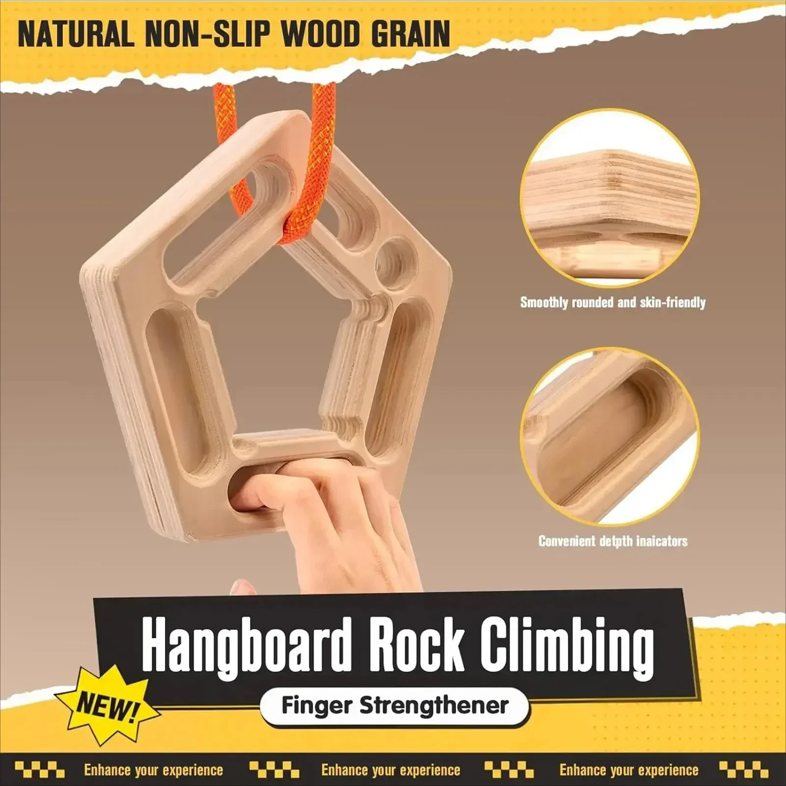 Chalk Bag - Pull-Up-Board Outdoor-Kletter-Übungswerkzeug Unterarm-Krafttrainer Kletter-Fingerkraft-Trainingsboard Hölzernes Hangboard